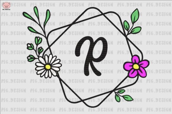 Flower Daisy Font R: Sweet, Soft Embroidery for Meaningful Gifts